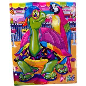 Vintage Lisa Frank Trendy Turtle Parrot Macaw Beach 2 Pocket Folder